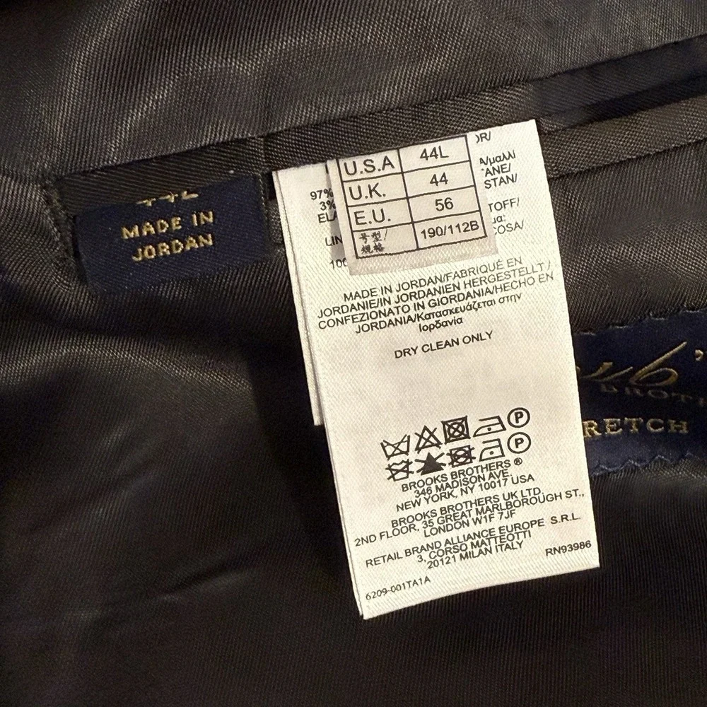 Brooks Brothers Mens Casual Blazer Sport Coat Two Button Jacket 44L Wool Suits